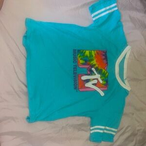 MTV blue and tye-dye boxy crop top
